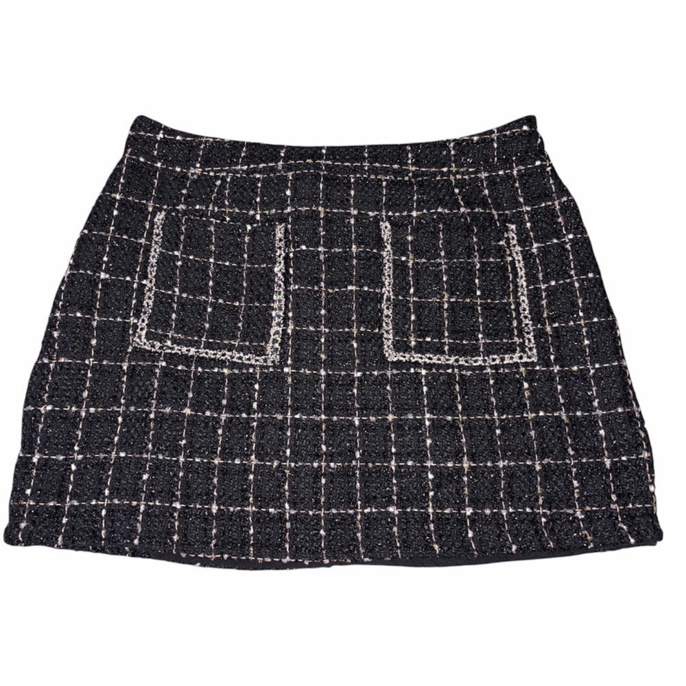 SHEIN Black and White Tweed Mini Skirt